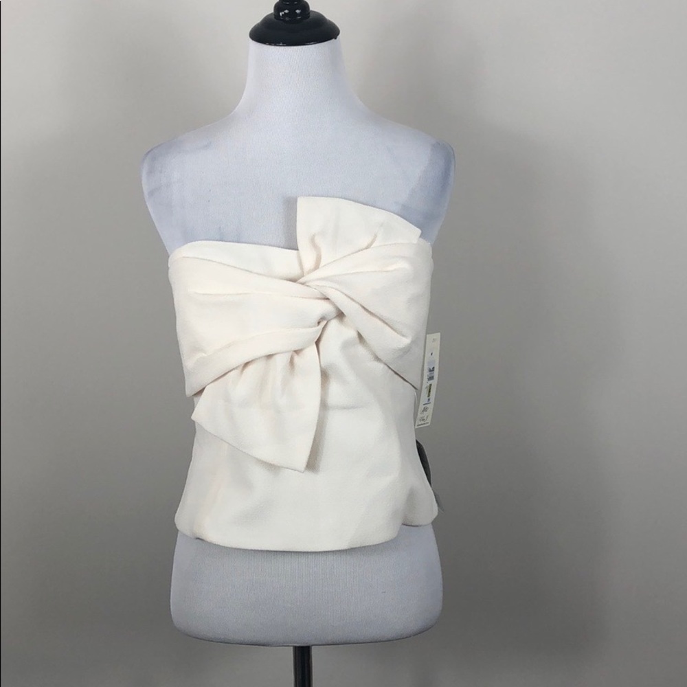Eliza J Strapless Bow Crepe Top